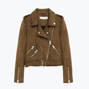 Zara faux Suede Effect Moto Jacket, XL